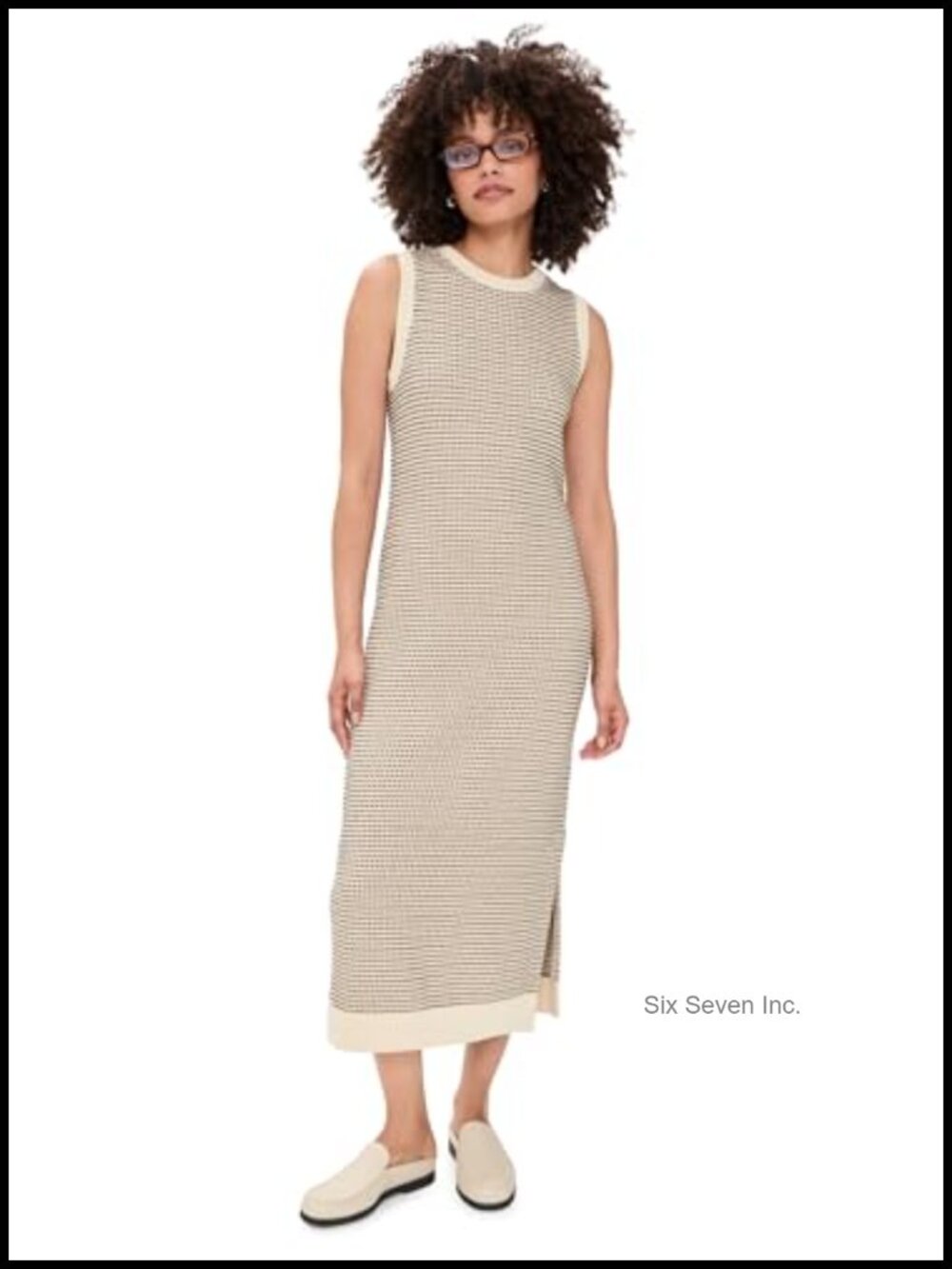 Sleeveless Midi Swing Knit Dress with Side Slits